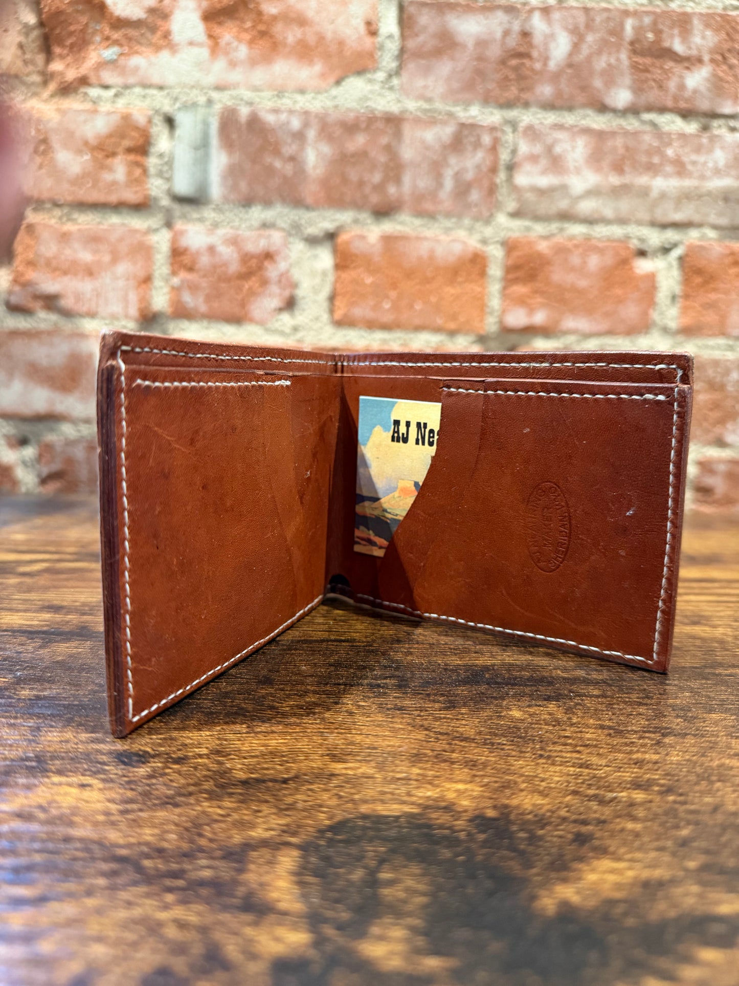 Handmade leather bifold wallet