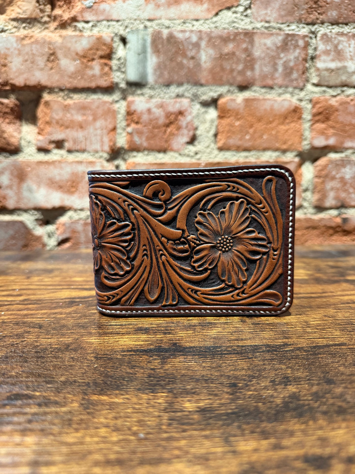 Hand tooled bifold wallet