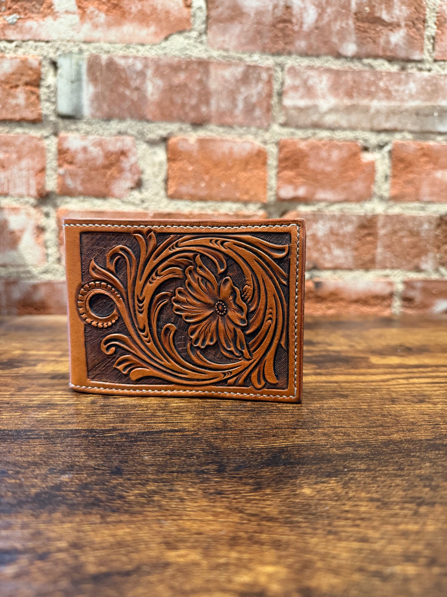 Handmade leather bifold wallet