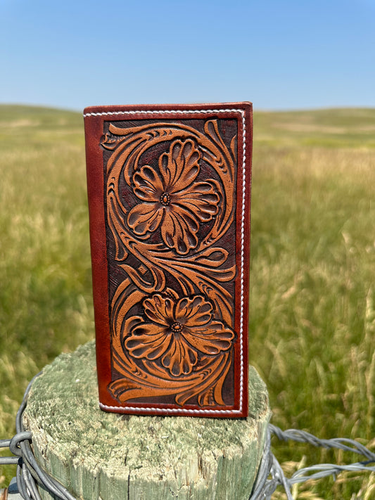 Roper style wallet hand tooled